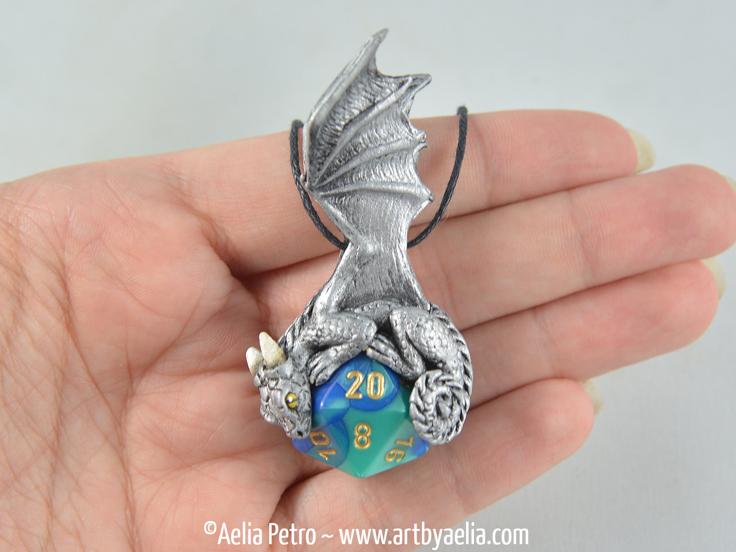 Personalized Name D20 Dice Dragon Necklace